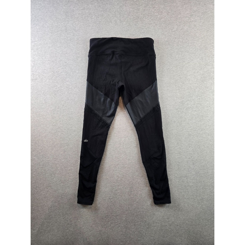 Alo Yoga Leggings Women's Small Black Sheila Sheer Mesh Panel High Waisted Pants